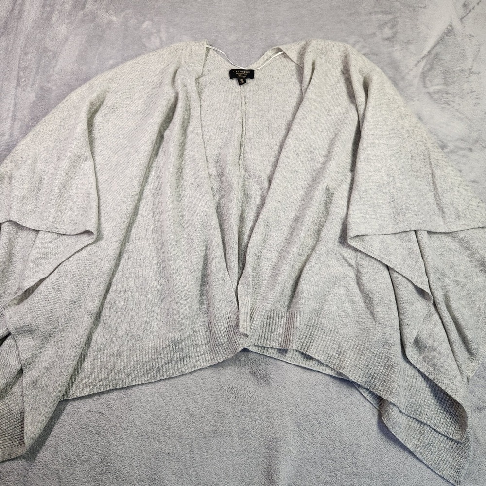 New Charter Club Luxury 100% Cashmere Open Front Poncho Cape Wrap Gray One Size
